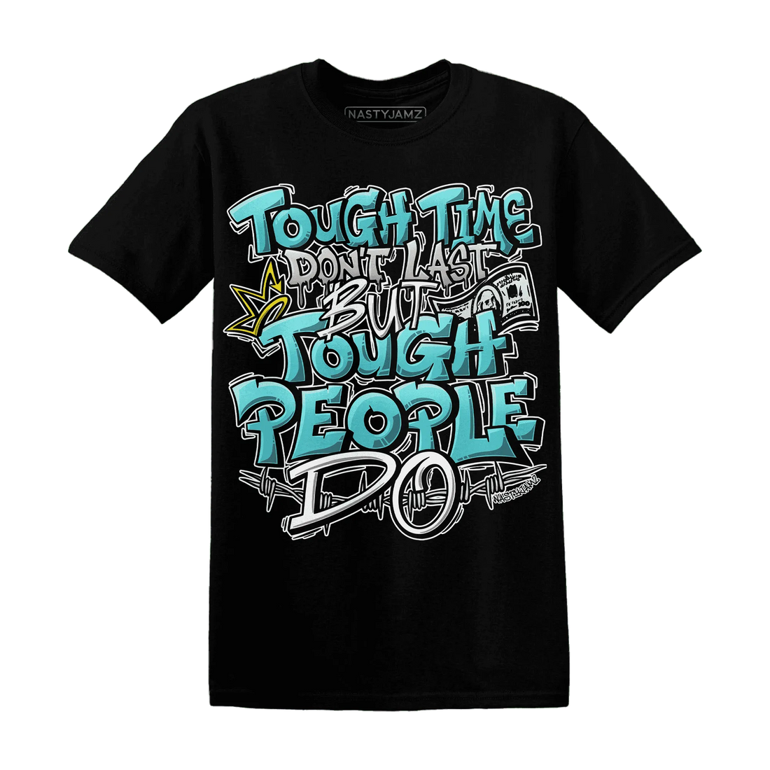 NastyJamz-NBL-Cyan-Burst-9060-T-Shirt-Match-Tough-People-Never-Fall