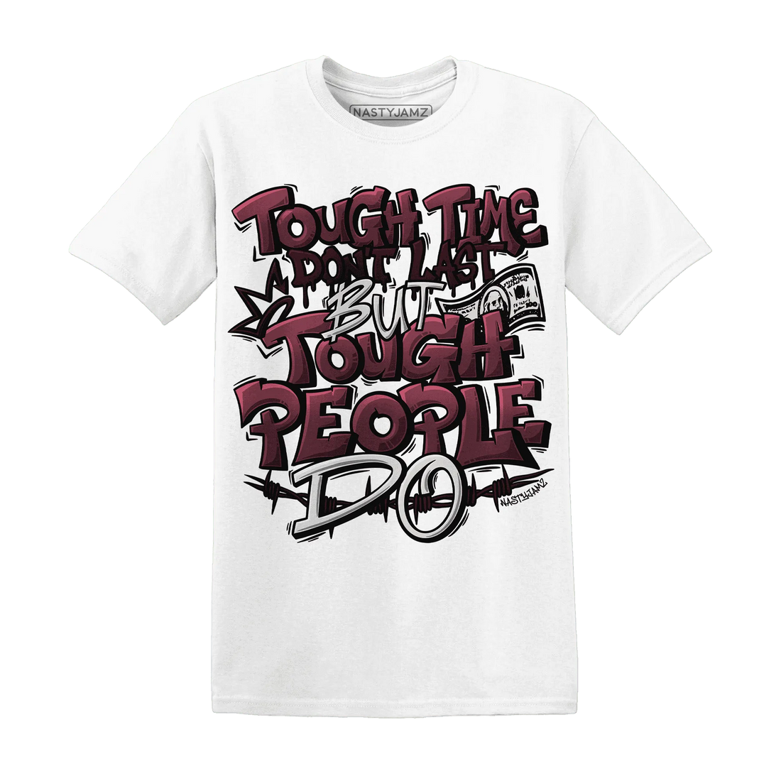 NastyJamz-VaporMax-Night-Maron-Burgundy-T-Shirt-Match-Tough-People-Never-Fall