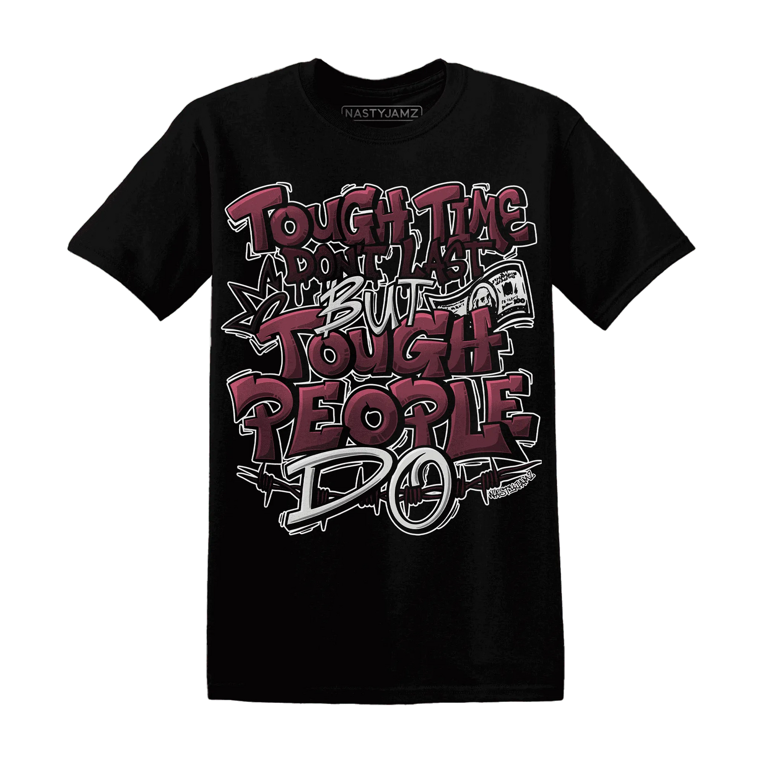 NastyJamz-VaporMax-Night-Maron-Burgundy-T-Shirt-Match-Tough-People-Never-Fall