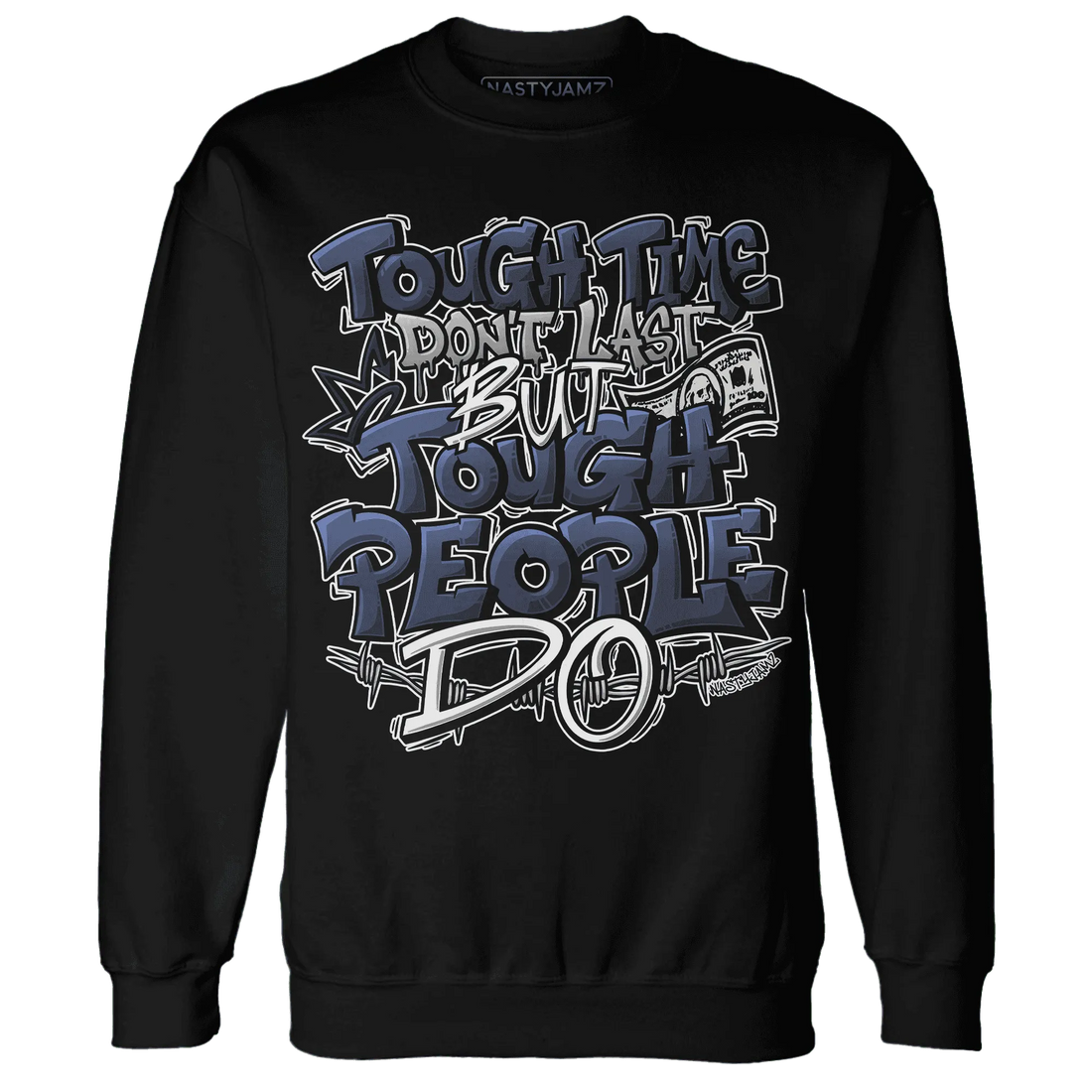 VaporMax-Plus-Midnight-Navy-White-Metallic-Silver-NastyJamz-Sweatshirt-Match-Tough-People-Never-Fall