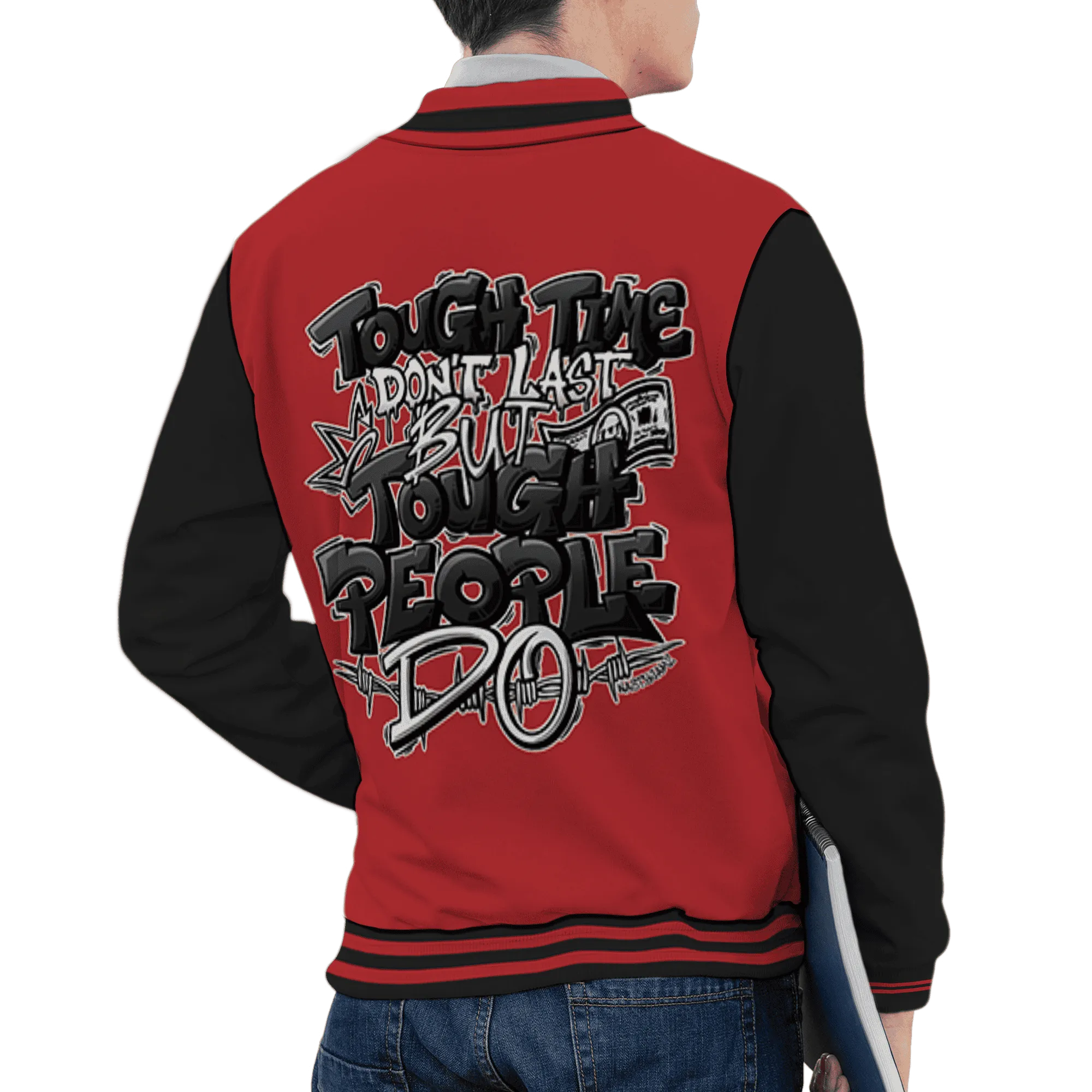 Black-Toe-Reimagined-Red-White-1s-NastyJamz-Varsity-Match-Tough-People-Never-Fall