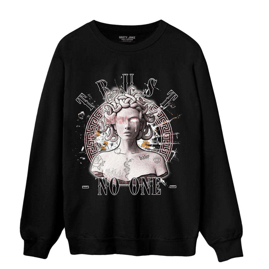 Red Stardust 3s Sweatshirt Match Trust No One Medusa - NastyJamz