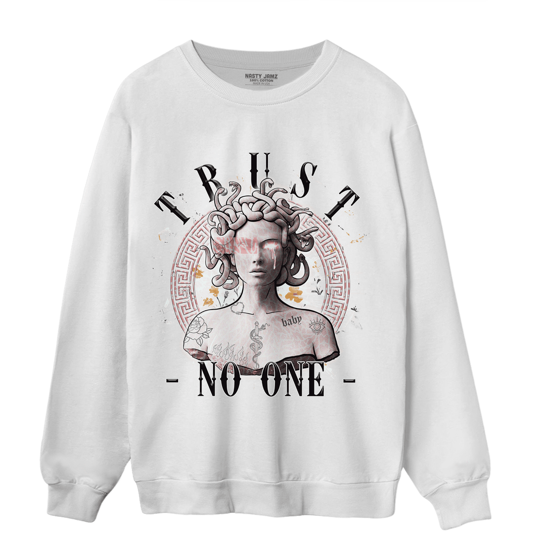 Red Stardust 3s Sweatshirt Match Trust No One Medusa - NastyJamz