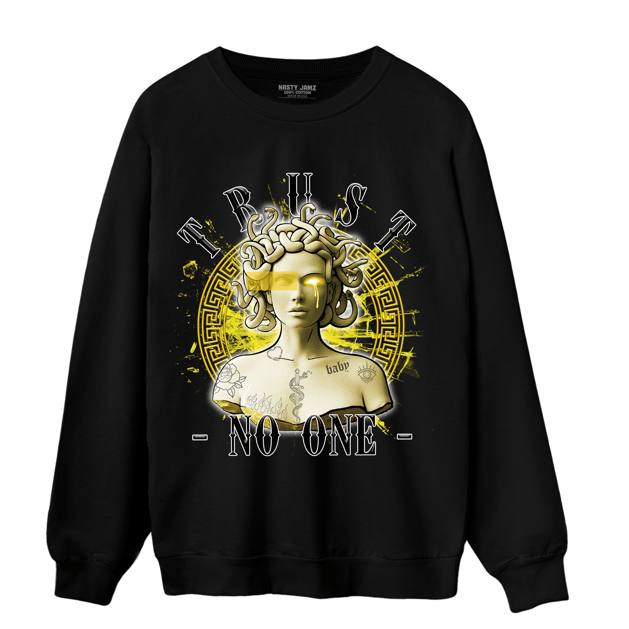 Vivid Sulfur 4s Sweatshirt Match Trust No One Medusa - NastyJamz