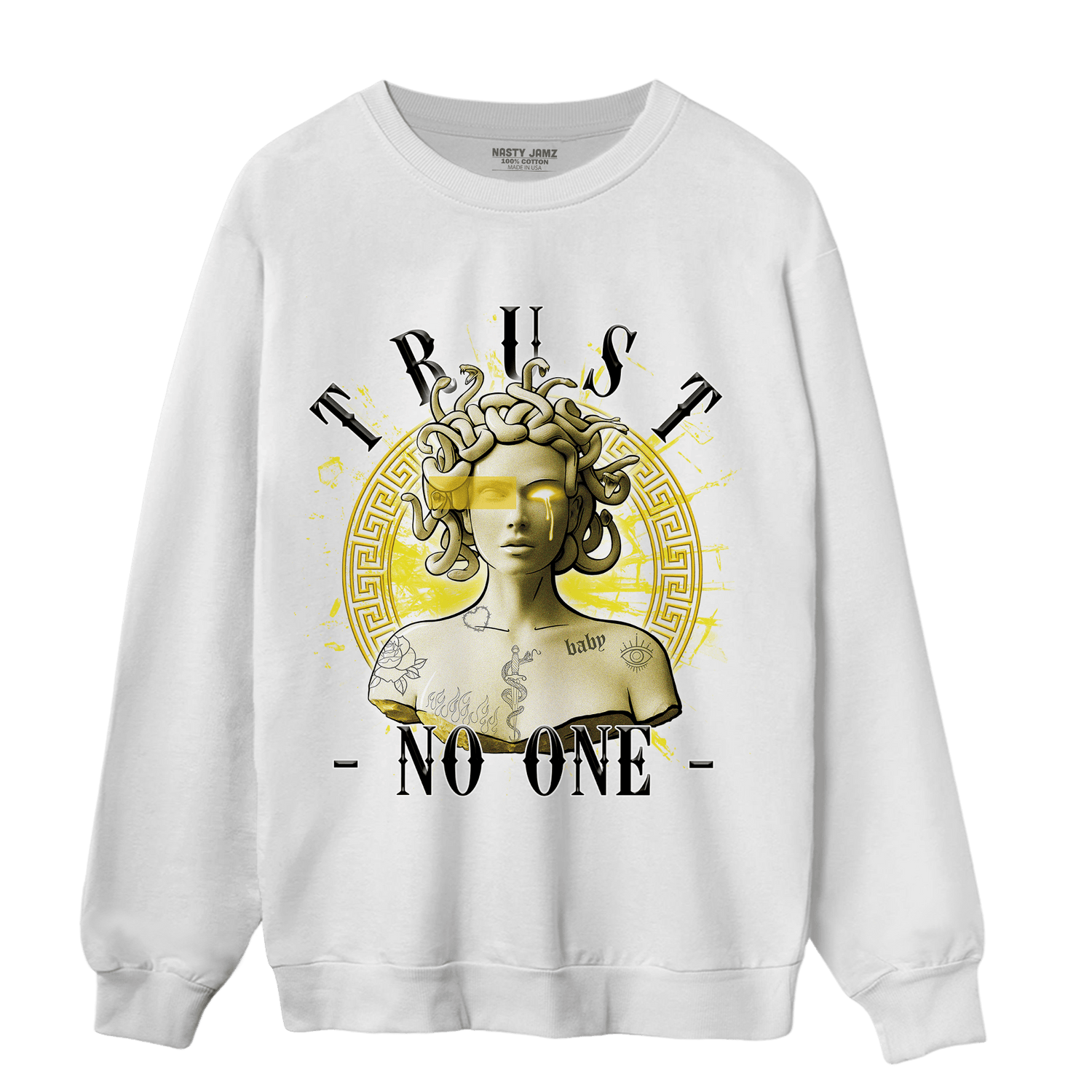 Vivid Sulfur 4s Sweatshirt Match Trust No One Medusa - NastyJamz