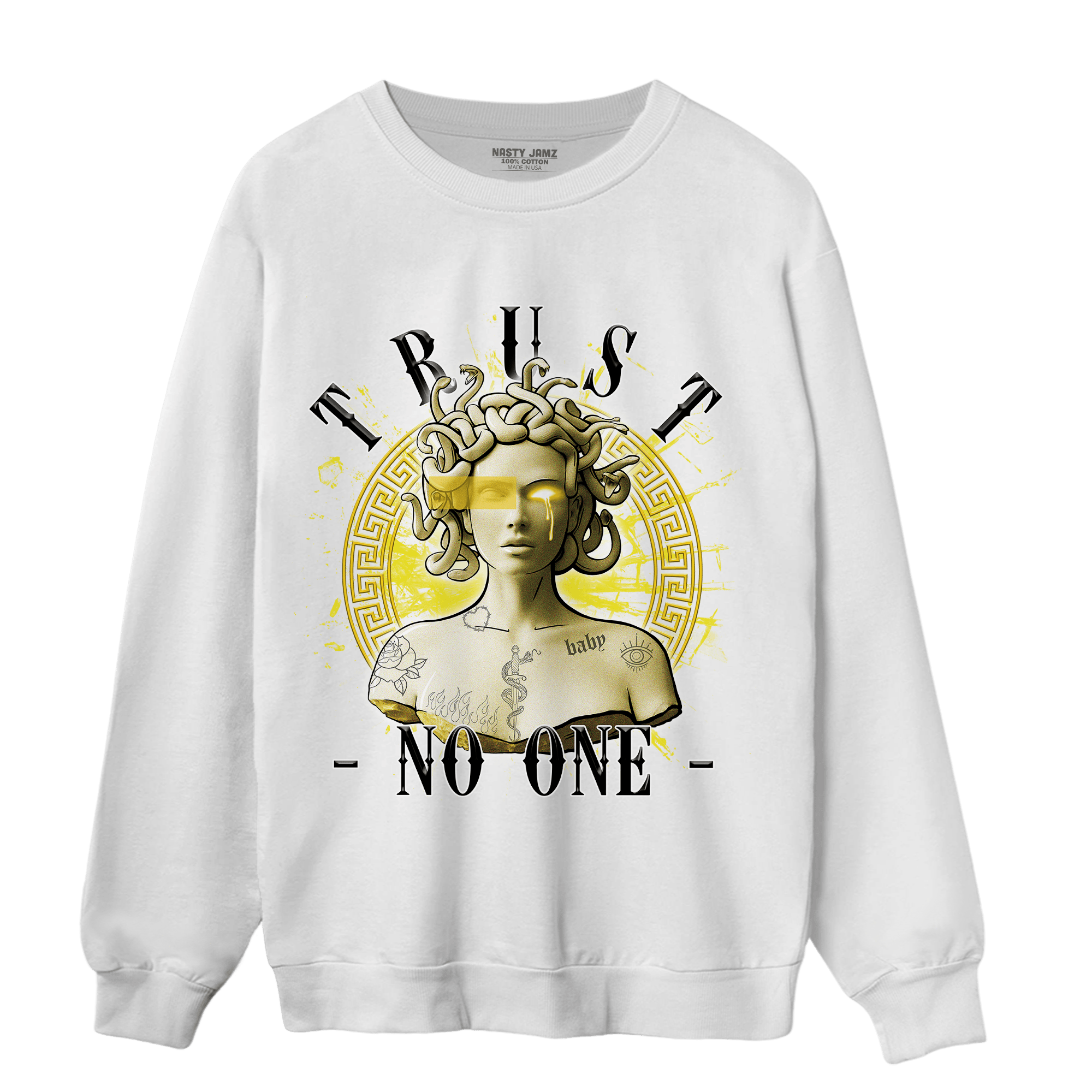 Vivid Sulfur 4s Sweatshirt Match Trust No One Medusa - NastyJamz