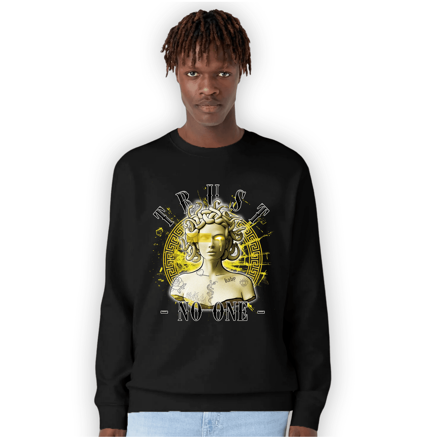Vivid Sulfur 4s Sweatshirt Match Trust No One Medusa - NastyJamz