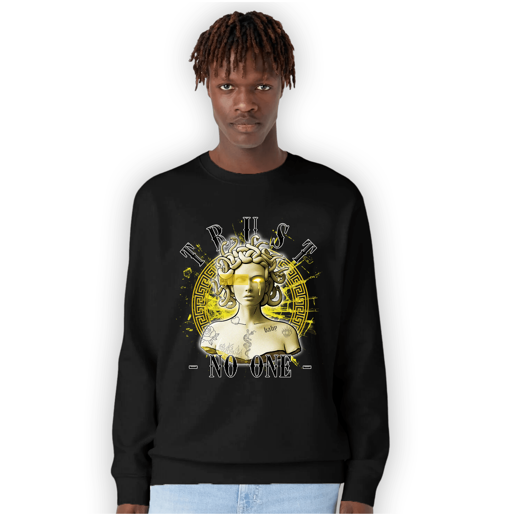 Vivid Sulfur 4s Sweatshirt Match Trust No One Medusa - NastyJamz
