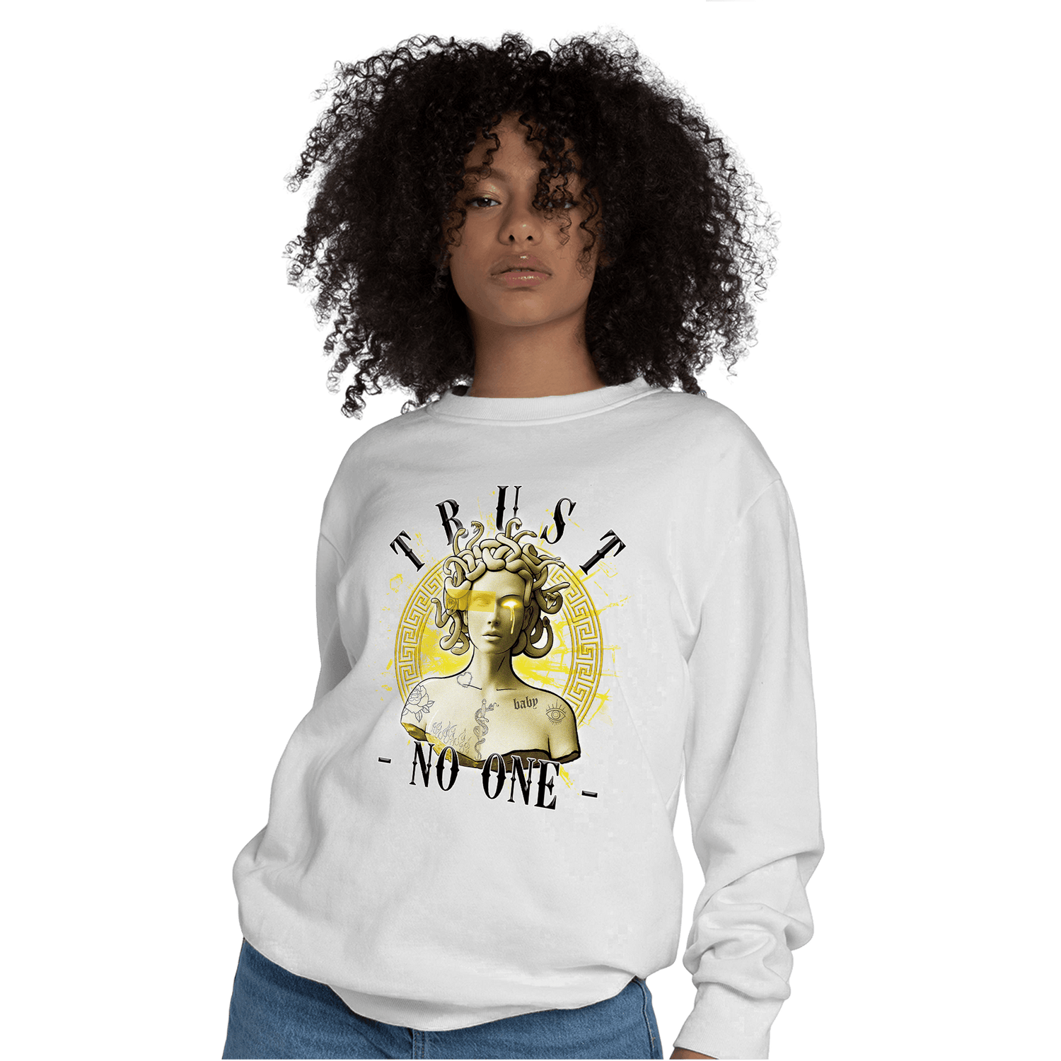 Vivid Sulfur 4s Sweatshirt Match Trust No One Medusa - NastyJamz