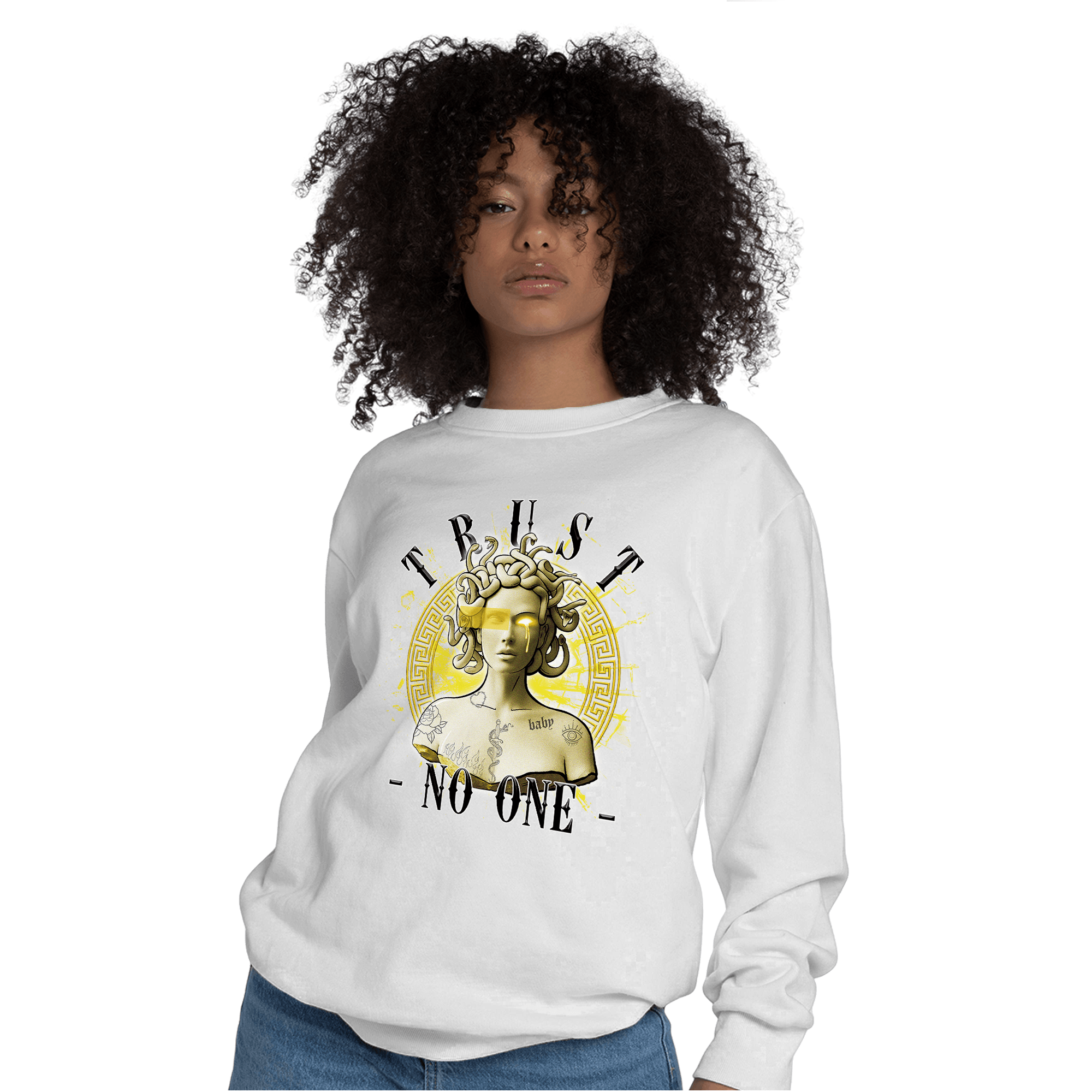 Vivid Sulfur 4s Sweatshirt Match Trust No One Medusa - NastyJamz