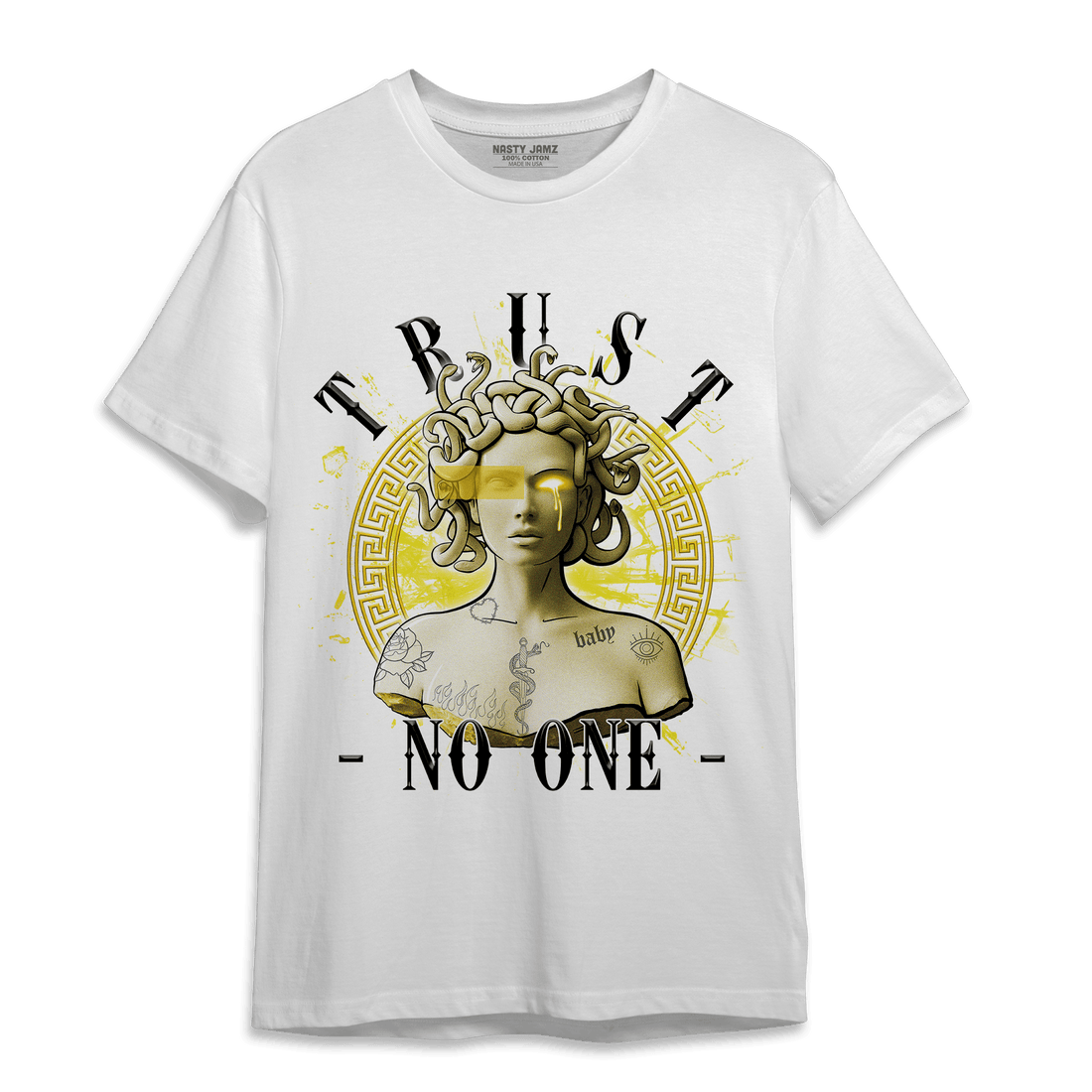 Vivid Sulfur 4s T Shirt Match Trust No One Medusa - NastyJamz