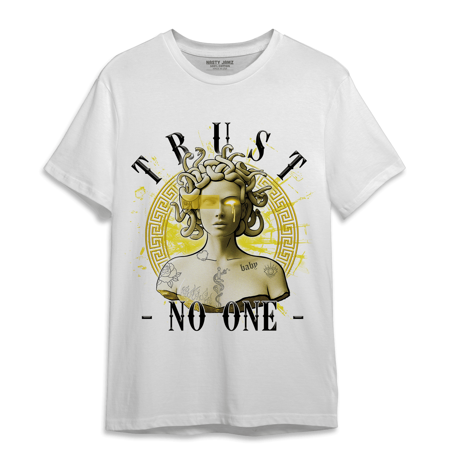 Vivid Sulfur 4s T Shirt Match Trust No One Medusa - NastyJamz
