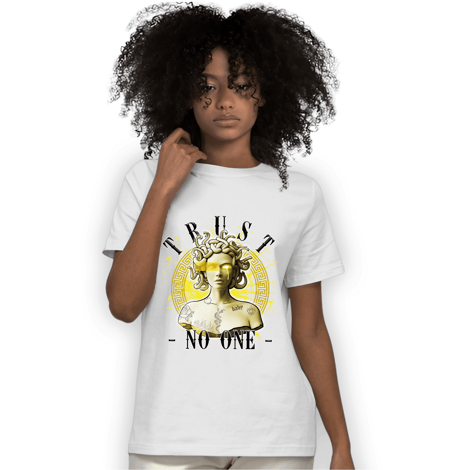 Vivid Sulfur 4s T Shirt Match Trust No One Medusa - NastyJamz
