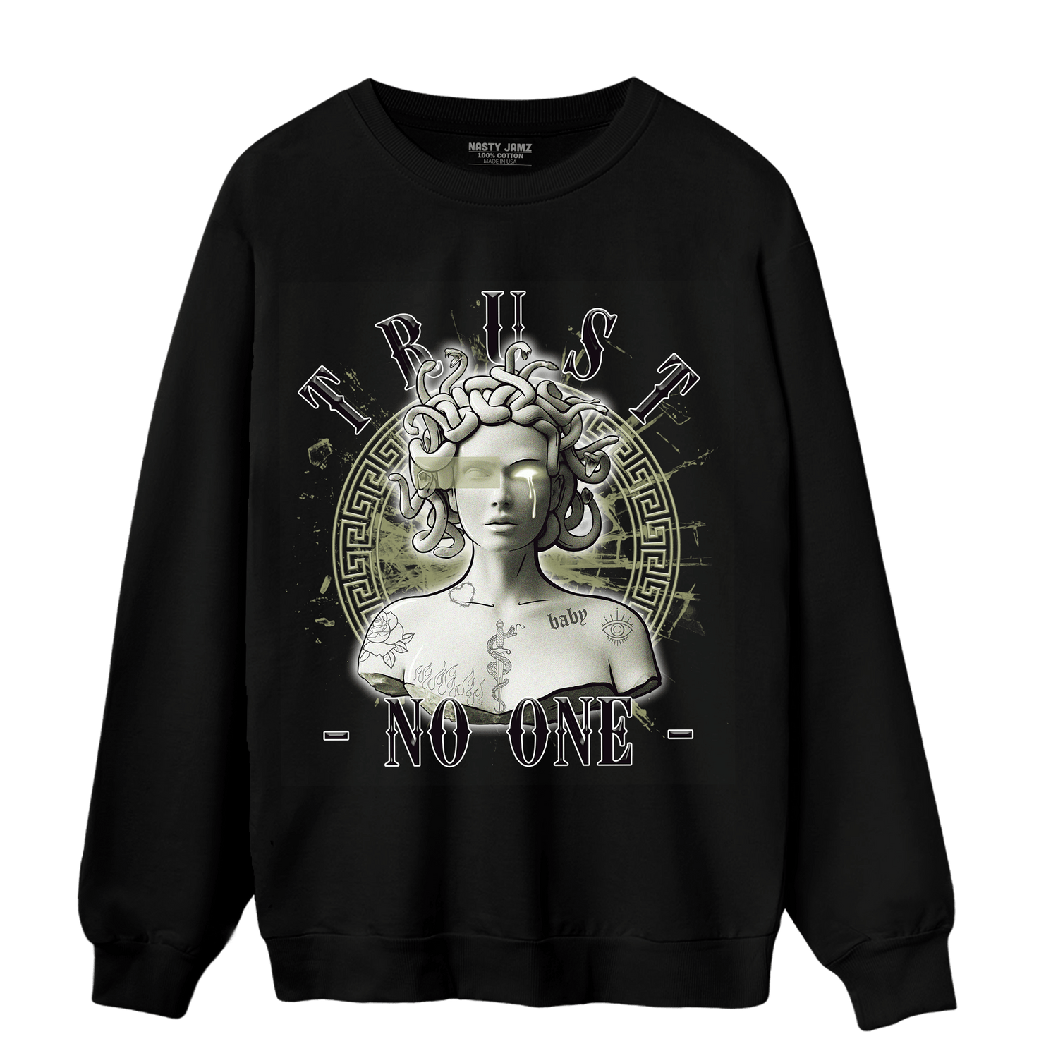 Yeezy Slide Resin Sweatshirt Match Trust No One Medusa - NastyJamz