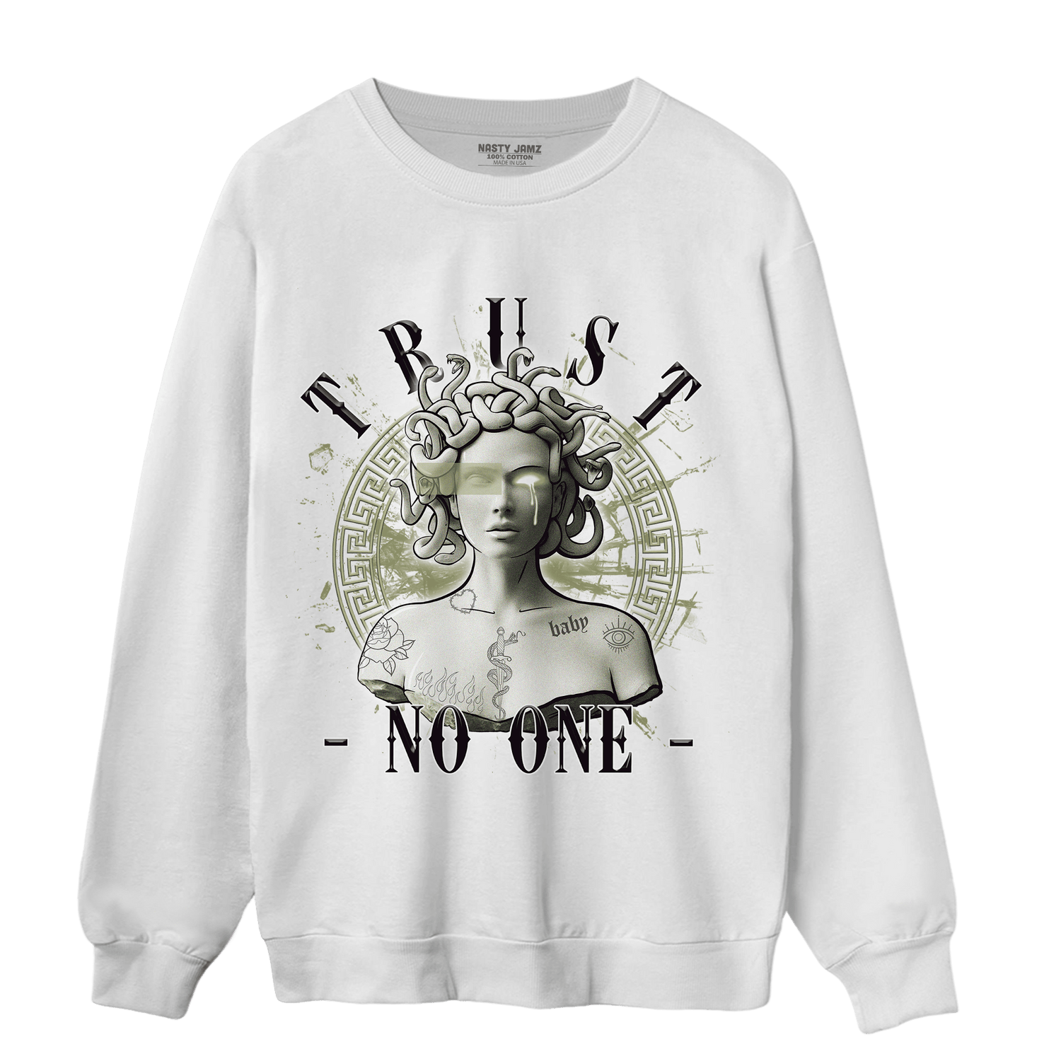 Yeezy Slide Resin Sweatshirt Match Trust No One Medusa - NastyJamz