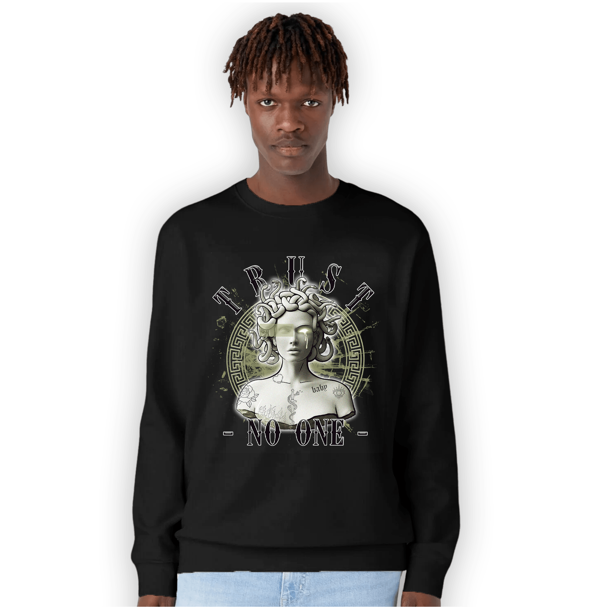 Yeezy Slide Resin Sweatshirt Match Trust No One Medusa - NastyJamz