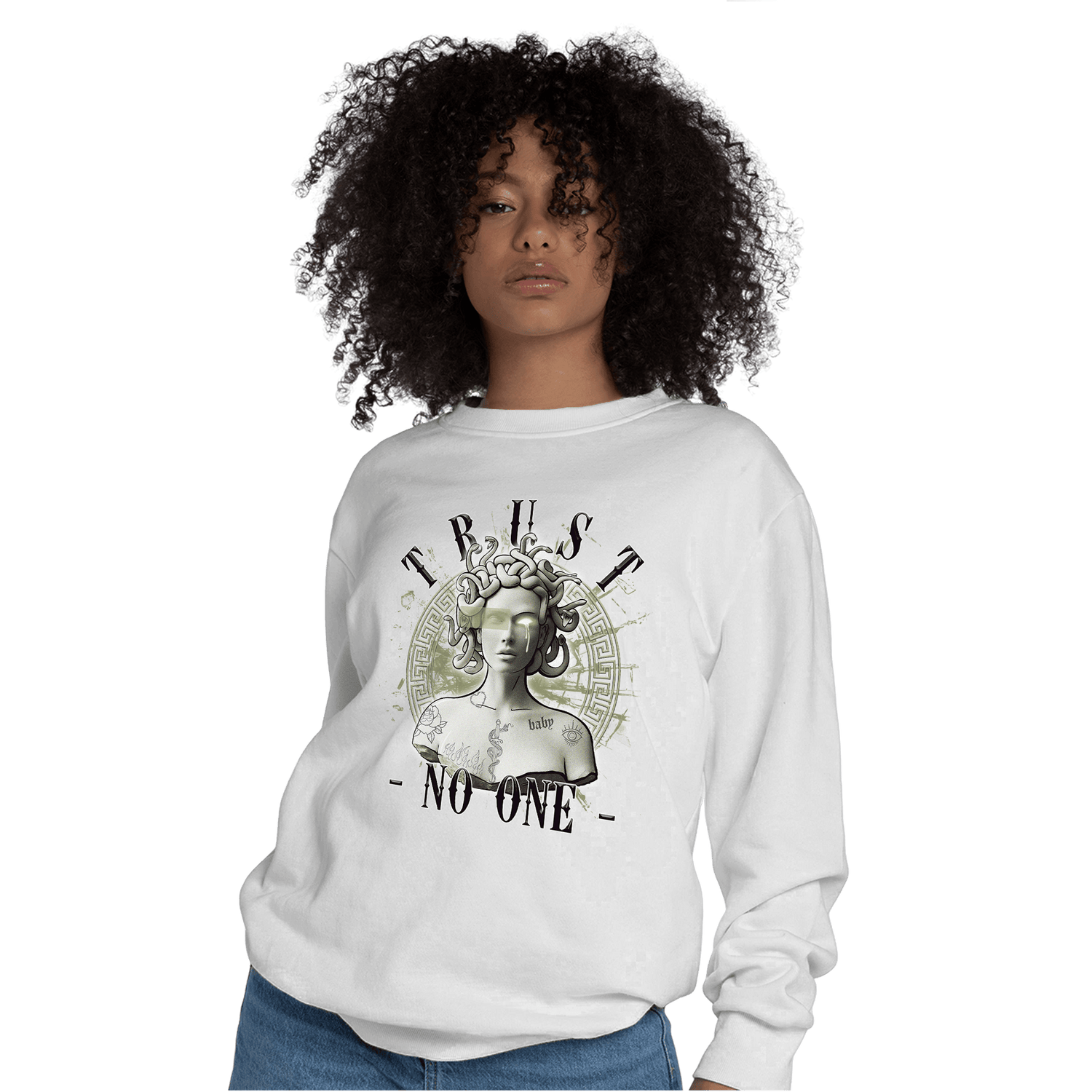 Yeezy Slide Resin Sweatshirt Match Trust No One Medusa - NastyJamz