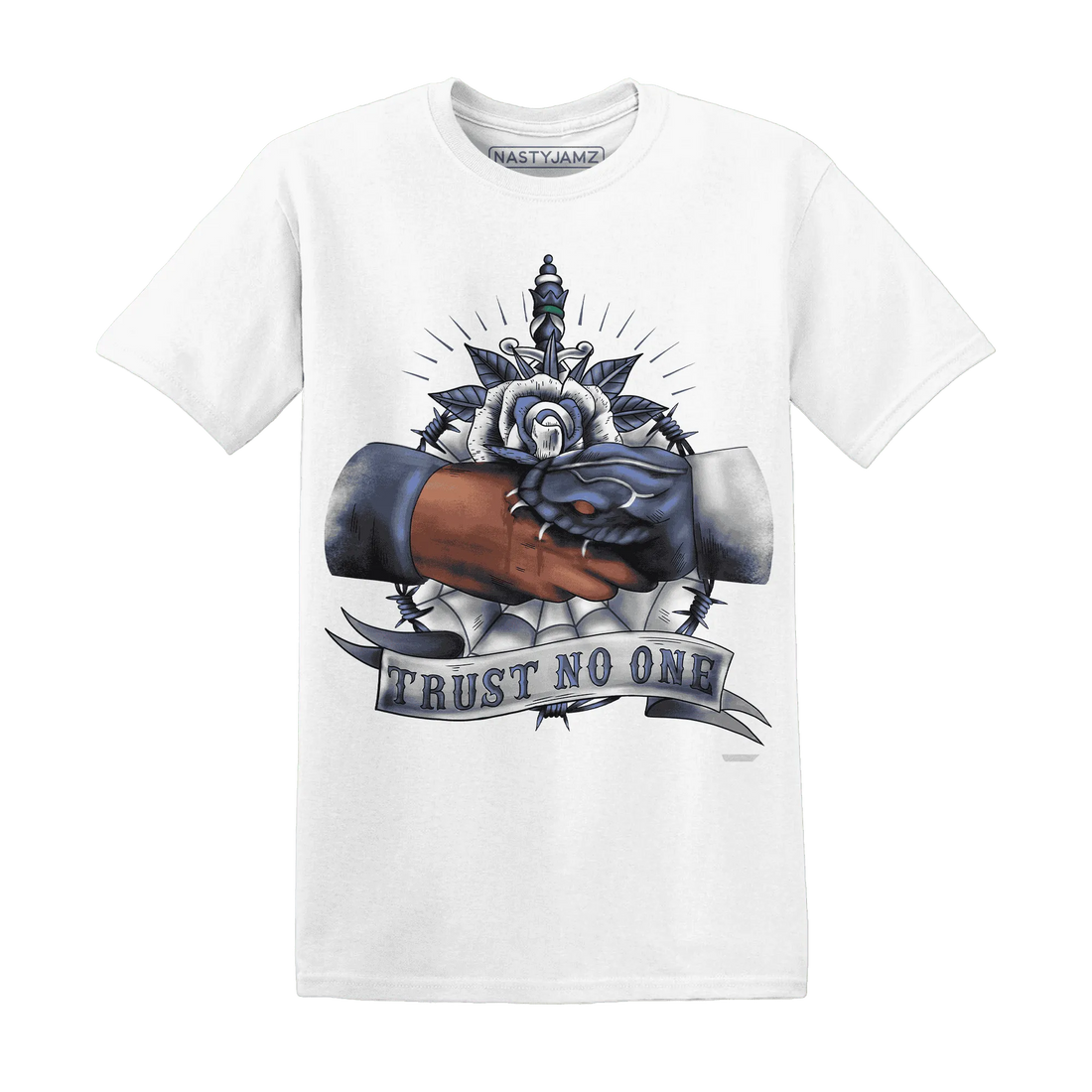 Low-Diffused-Blue-11s-T-Shirt-Match-Trust-No-One-Old-School