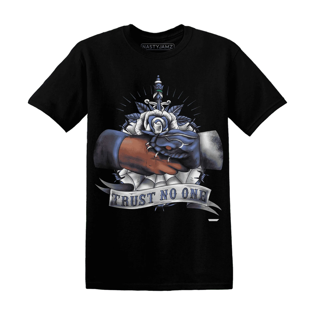 Low-Diffused-Blue-11s-T-Shirt-Match-Trust-No-One-Old-School