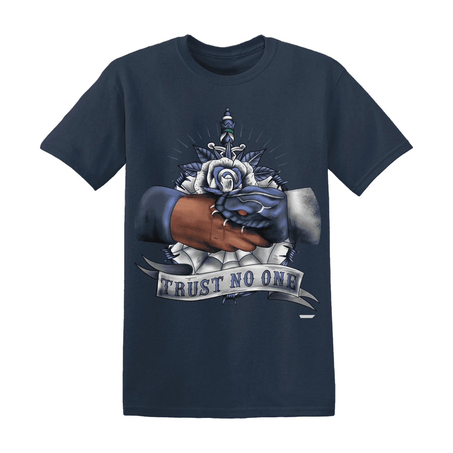 Low-Diffused-Blue-11s-T-Shirt-Match-Trust-No-One-Old-School