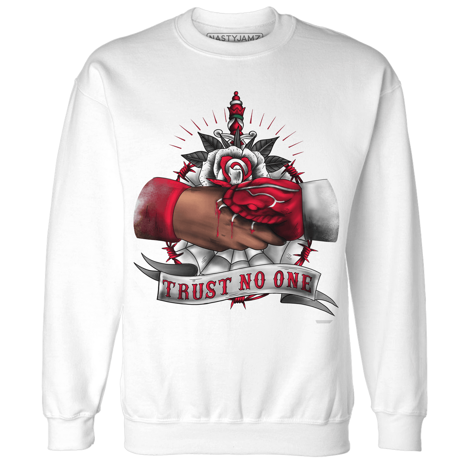 Retro Red Taxi 12s Sweatshirt Match Trust No One Old School - NastyJamz