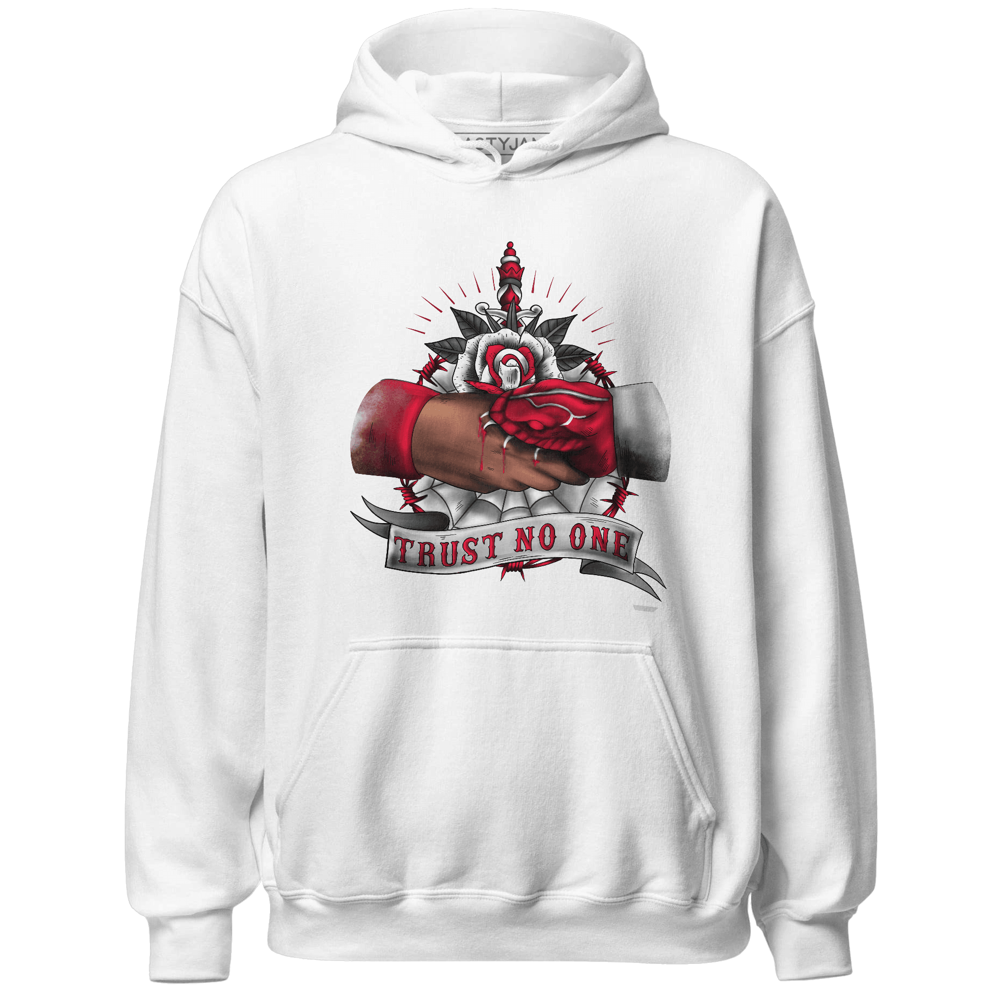 Retro Red Taxi 12s Hoodie Match Trust No One Old School - NastyJamz