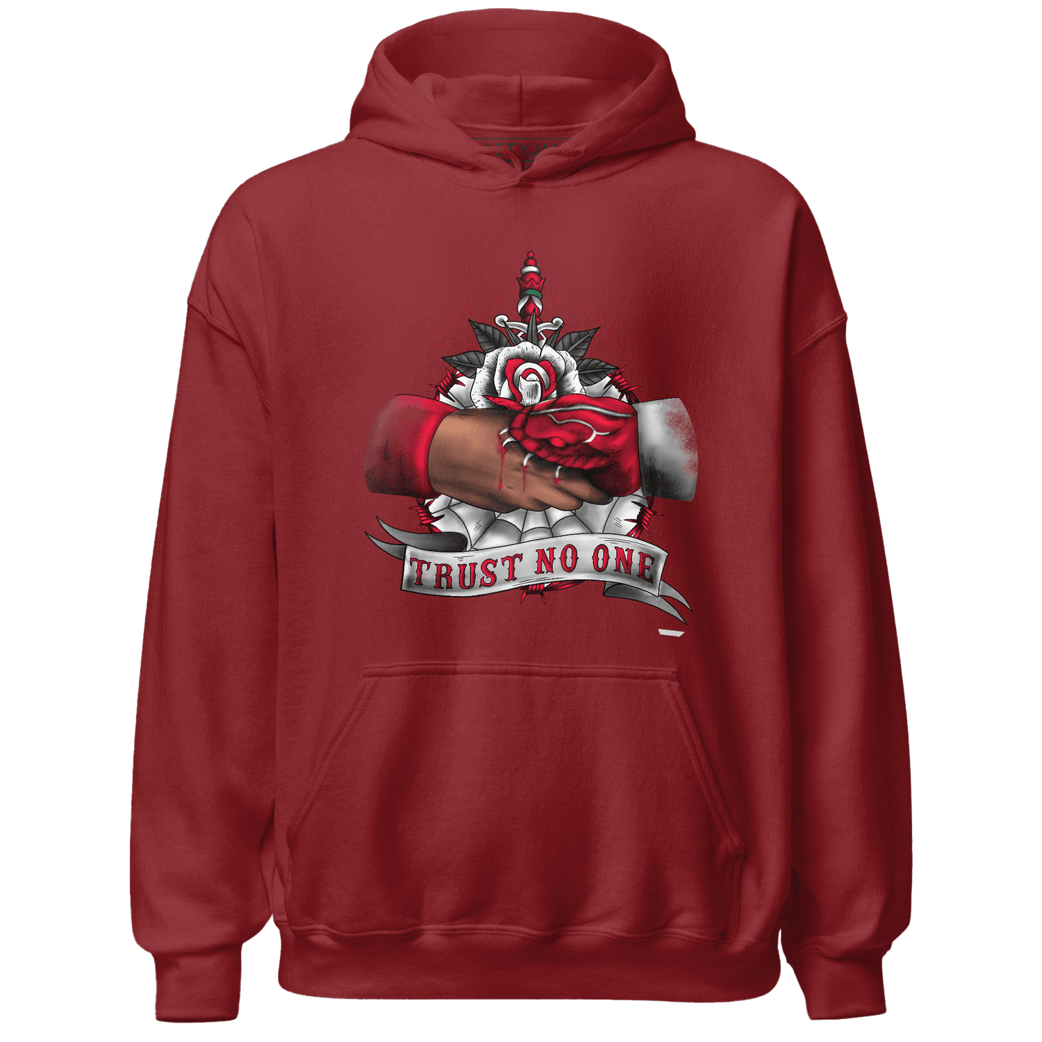 Retro Red Taxi 12s Hoodie Match Trust No One Old School - NastyJamz