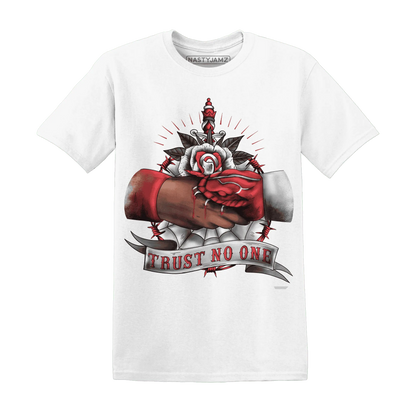 Black-Toe-Reimagined-Red-White-1s-NastyJamz-T-Shirt-Match-Trust-No-One-Old-School