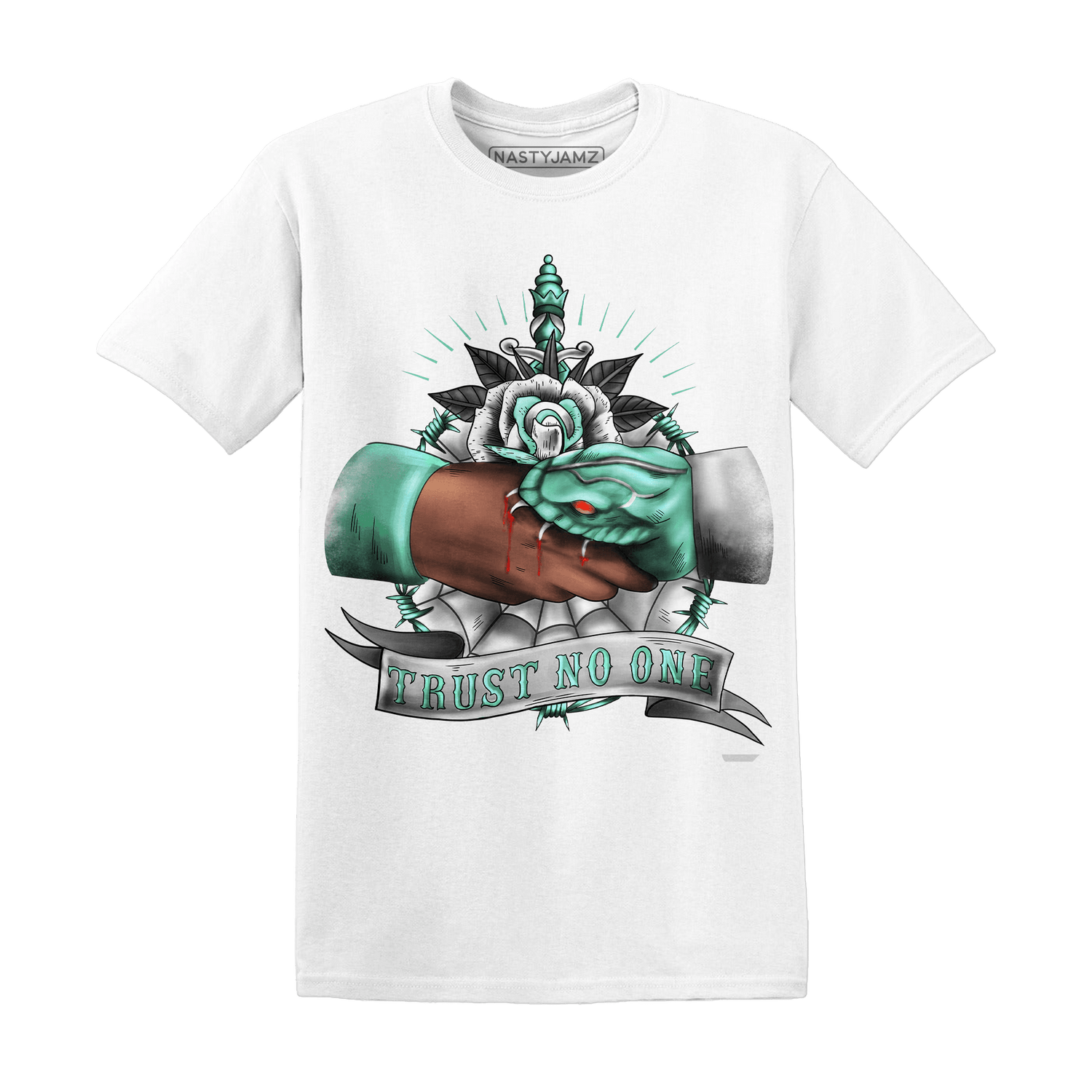 High OG Green Glow 1s T Shirt Match Trust No One Old School - NastyJamz
