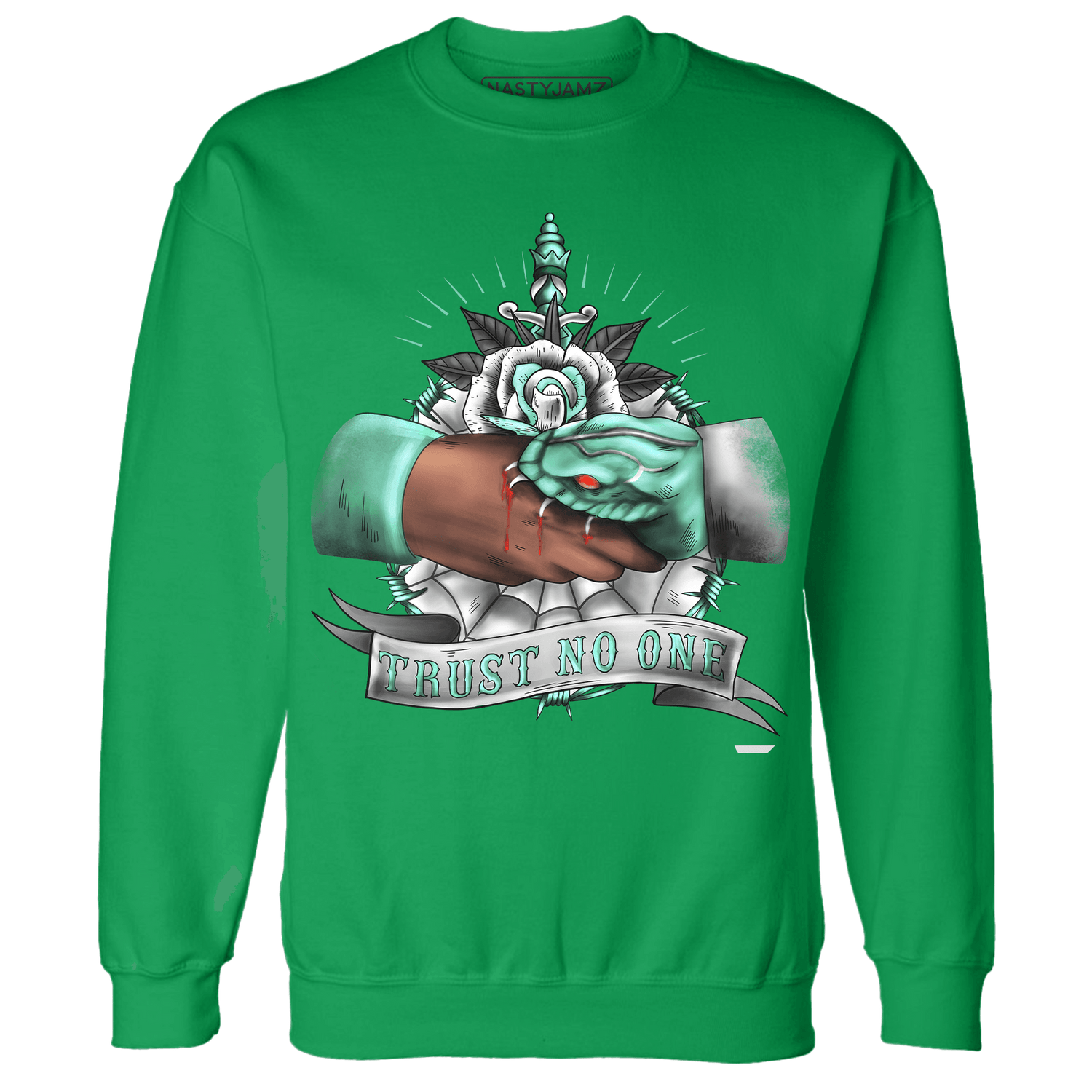High OG Green Glow 1s Sweatshirt Match Trust No One Old School - NastyJamz