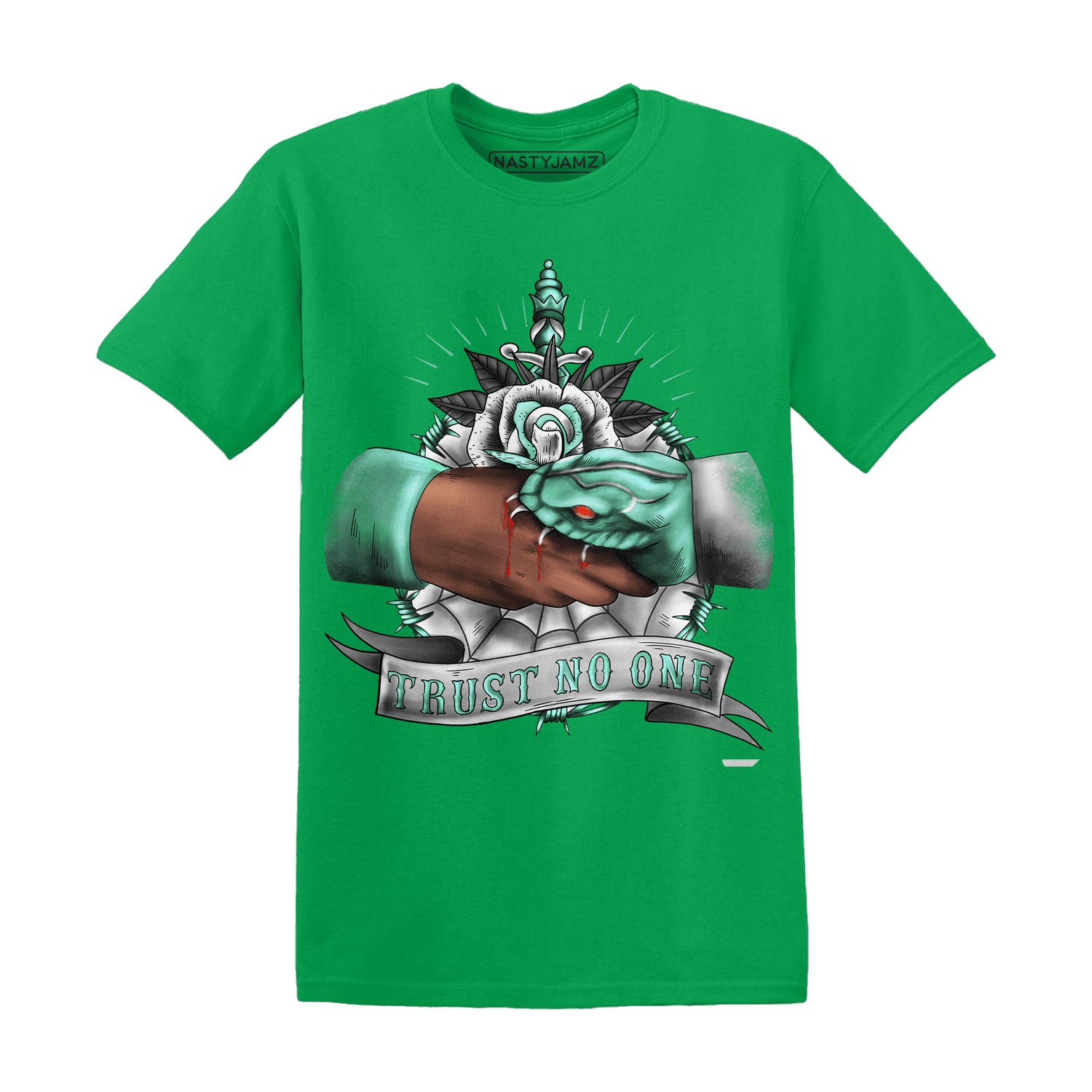 High OG Green Glow 1s T Shirt Match Trust No One Old School - NastyJamz