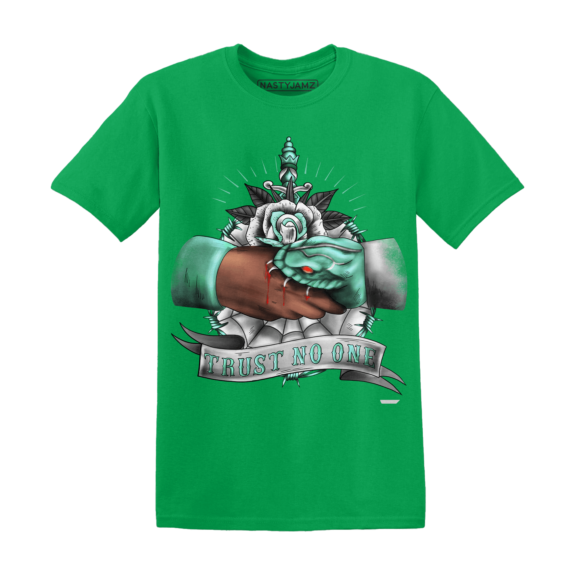 High OG Green Glow 1s T Shirt Match Trust No One Old School - NastyJamz