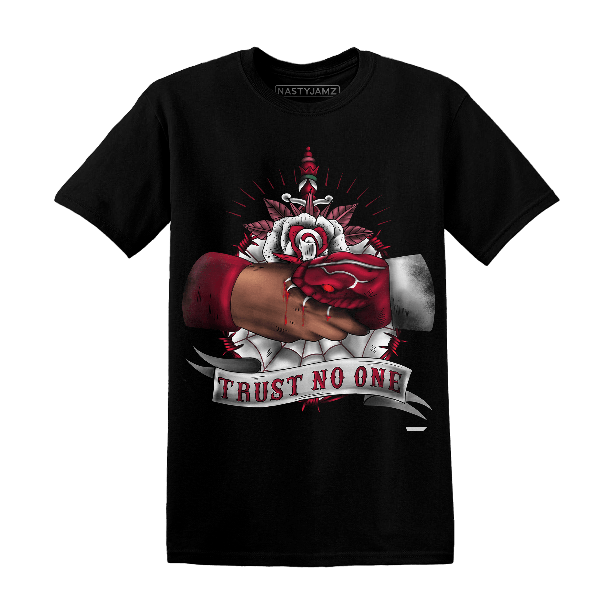 High White Team Red 1s T Shirt Match Trust No One Old School - NastyJamz