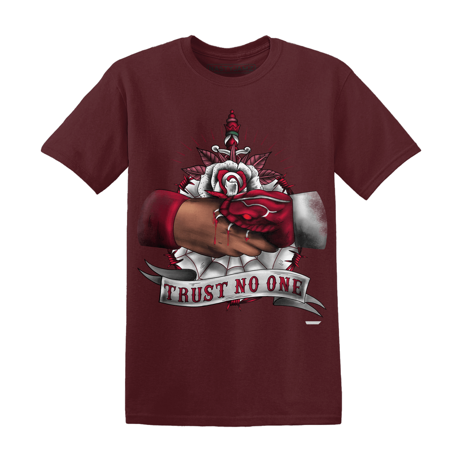 High White Team Red 1s T Shirt Match Trust No One Old School - NastyJamz