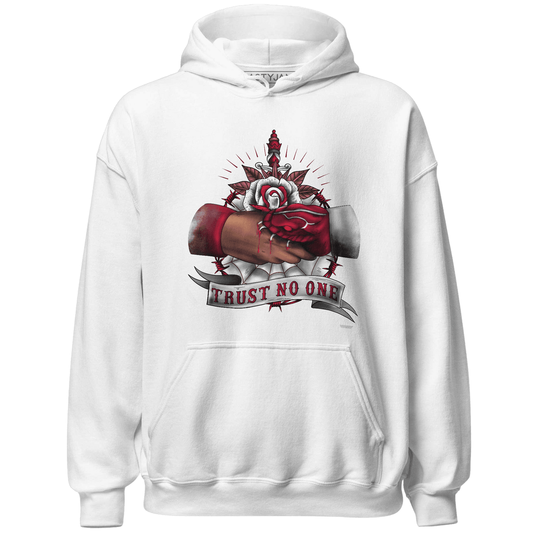 High White Team Red 1s Hoodie Match Trust No One Old School - NastyJamz