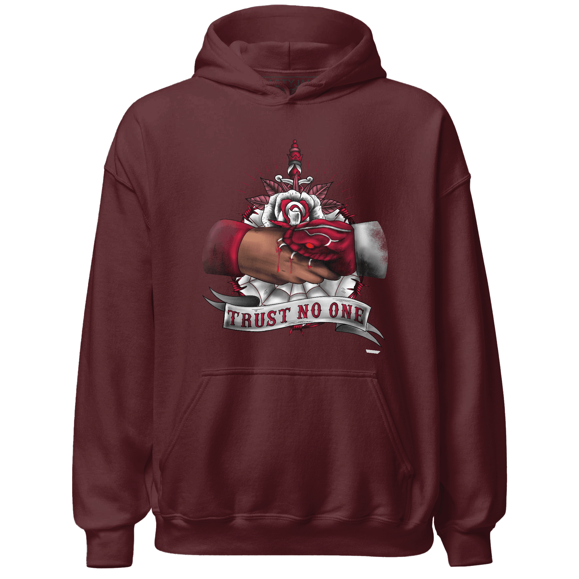 High White Team Red 1s Hoodie Match Trust No One Old School - NastyJamz