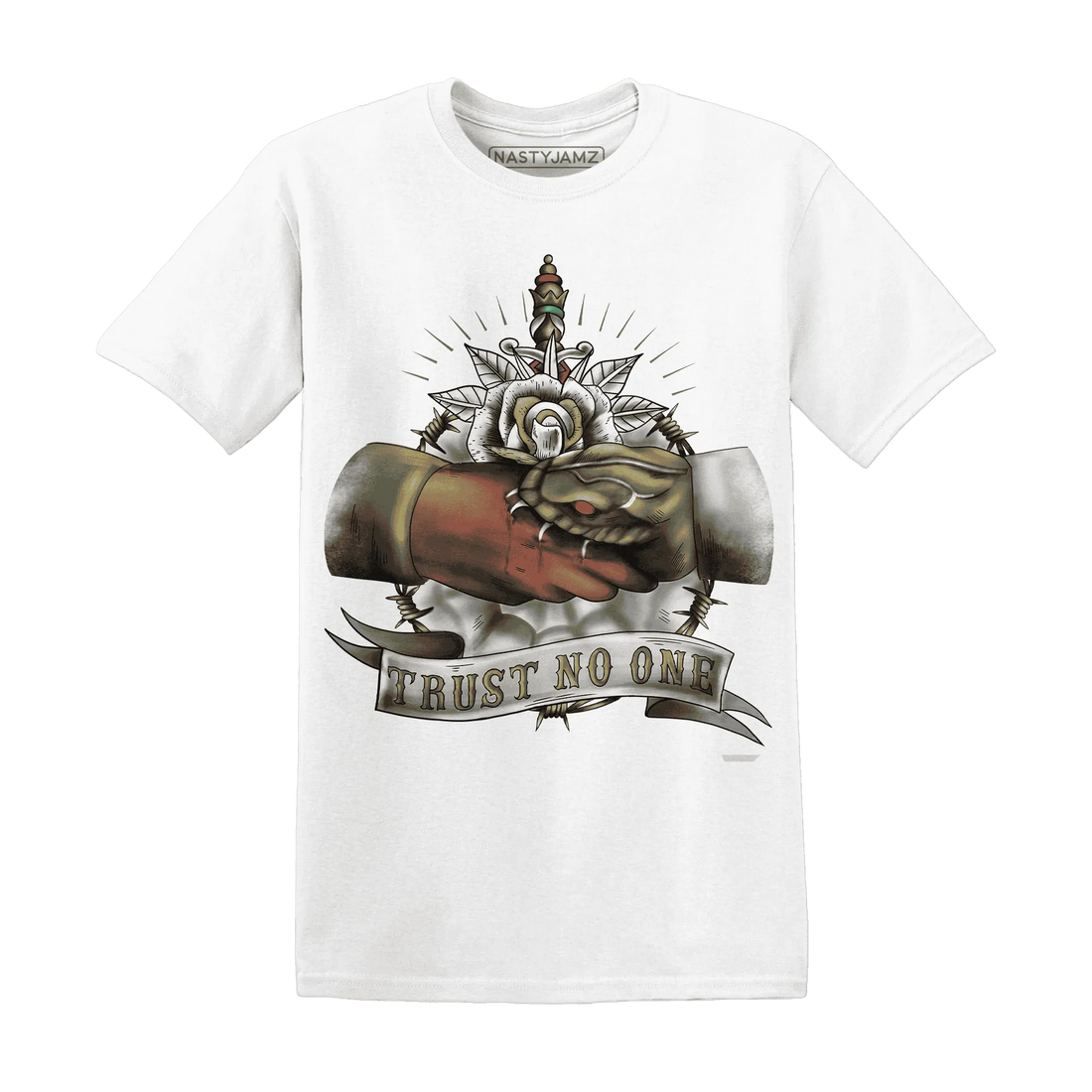 NastyJamz-Medium-Olive-1s-T-Shirt-Match-Trust-No-One-Old-School