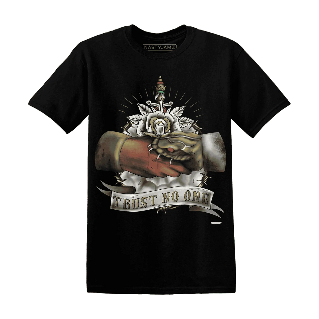 NastyJamz-Medium-Olive-1s-T-Shirt-Match-Trust-No-One-Old-School