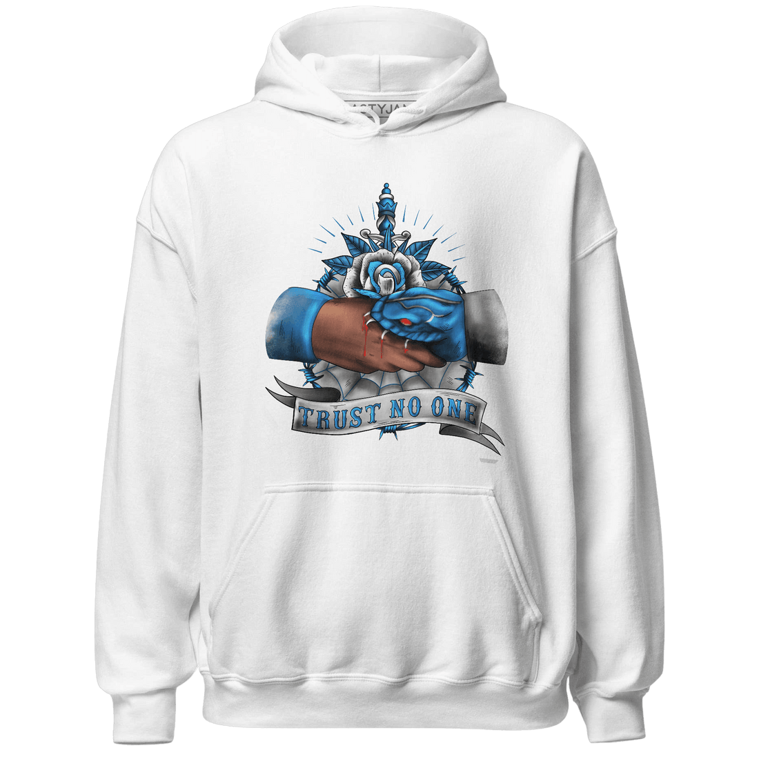 Industrial Blue 4s Hoodie Match Trust No One Old School - NastyJamz