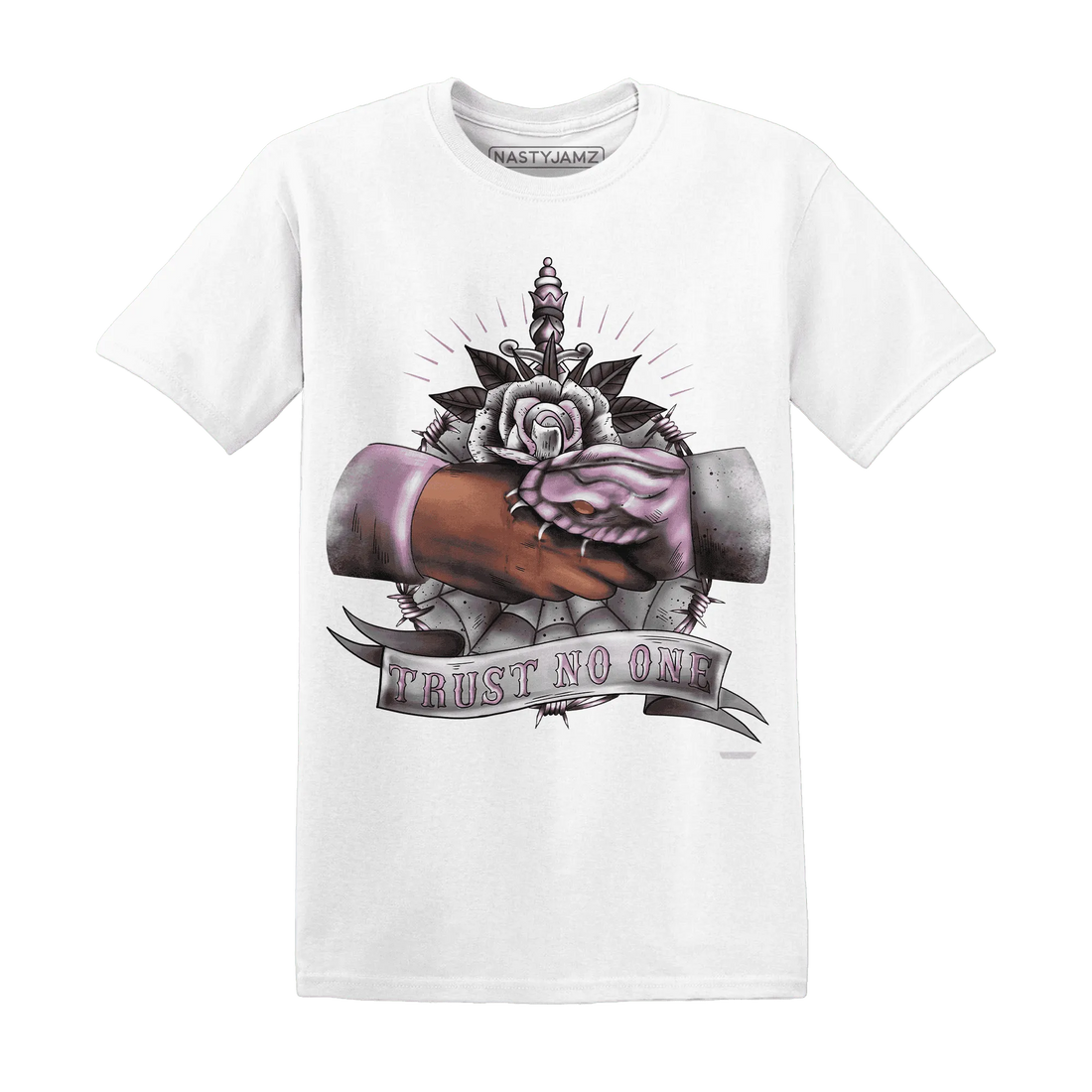 Orchid-Neutral-Grey-Black-White-4s-NastyJamz-T-Shirt-Match-Trust-No-One-Old-School