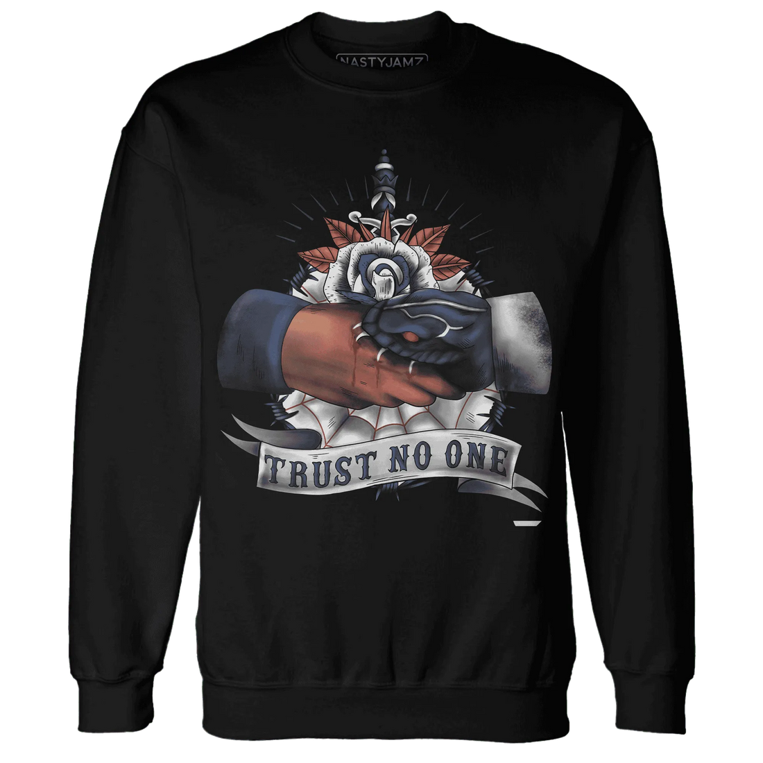White-Navy-6s-Sweatshirt-Match-Trust-No-One-Old-School