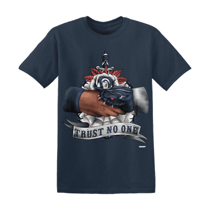 White-Navy-6s-T-Shirt-Match-Trust-No-One-Old-School