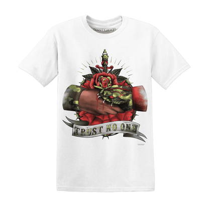 AM-90-Dark-Sage-Solar-Red-NastyJamz-T-Shirt-Match-Trust-No-One-Old-School