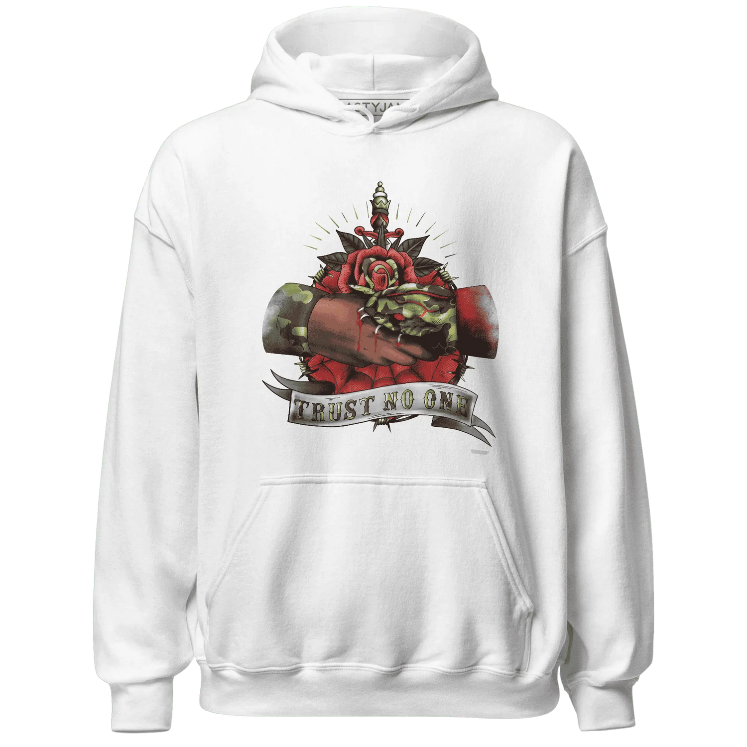 AM-90-Dark-Sage-Solar-Red-NastyJamz-Hoodie-Match-Trust-No-One-Old-School