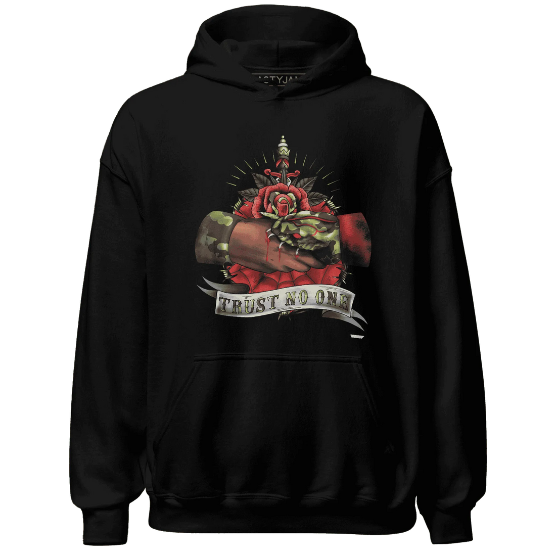 AM-90-Dark-Sage-Solar-Red-NastyJamz-Hoodie-Match-Trust-No-One-Old-School
