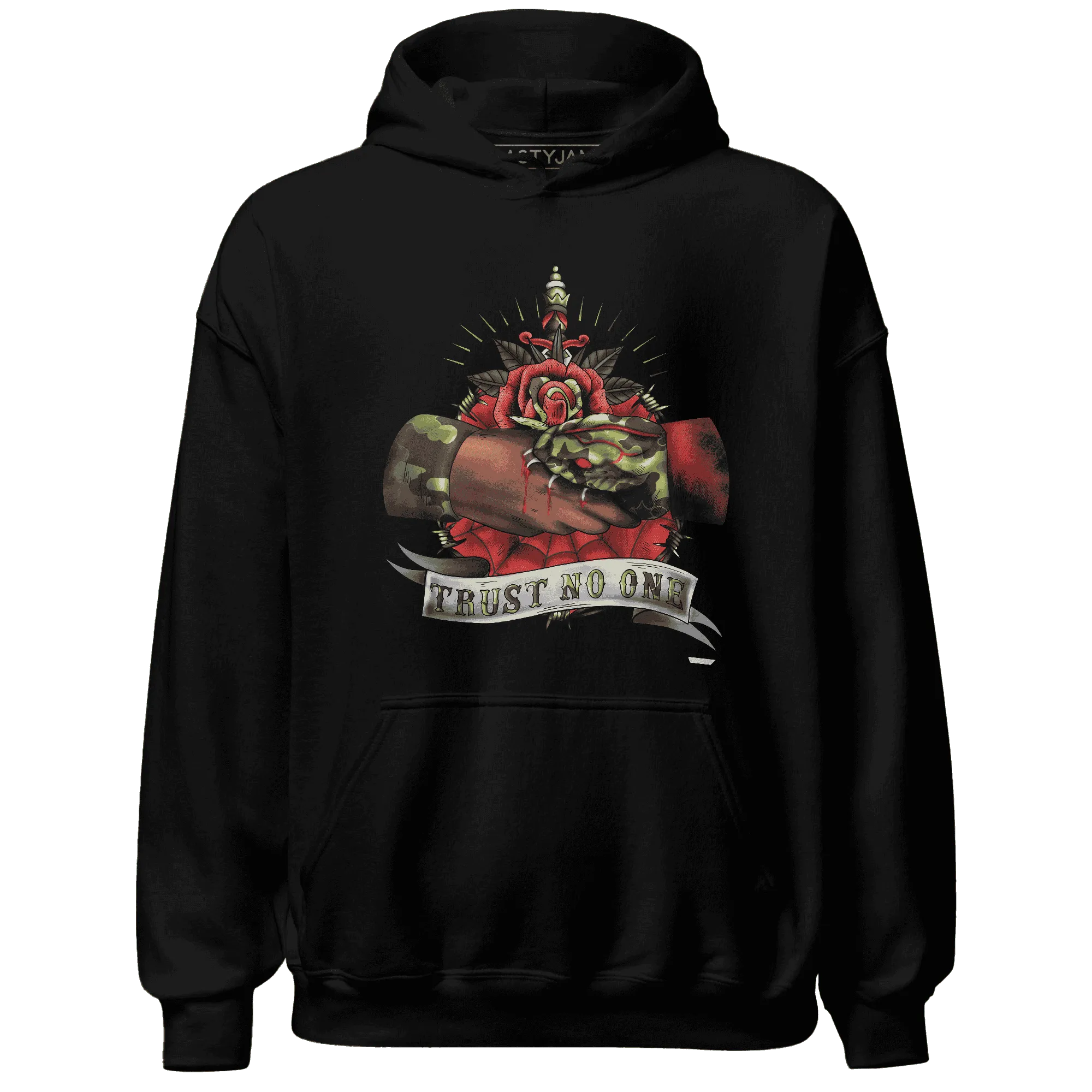 AM-90-Dark-Sage-Solar-Red-NastyJamz-Hoodie-Match-Trust-No-One-Old-School