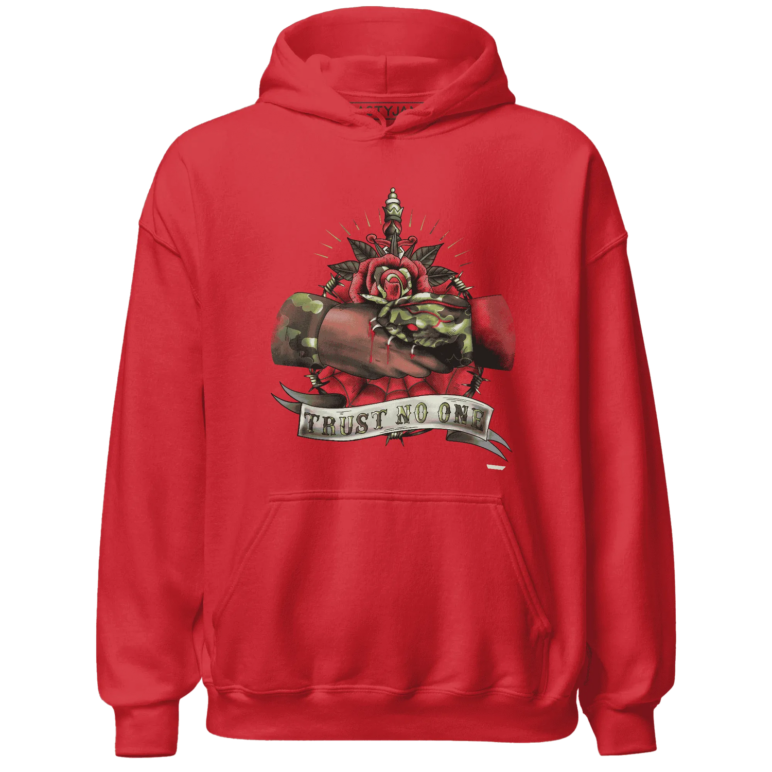AM-90-Dark-Sage-Solar-Red-NastyJamz-Hoodie-Match-Trust-No-One-Old-School