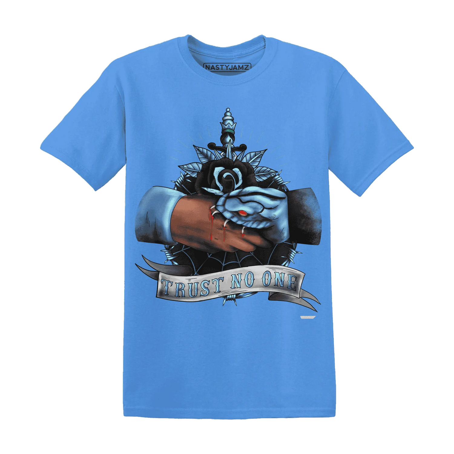 NastyJamz-AM-Plus-Black-Univercitii-Blue-T-Shirt-Match-Trust-No-One-Old-School