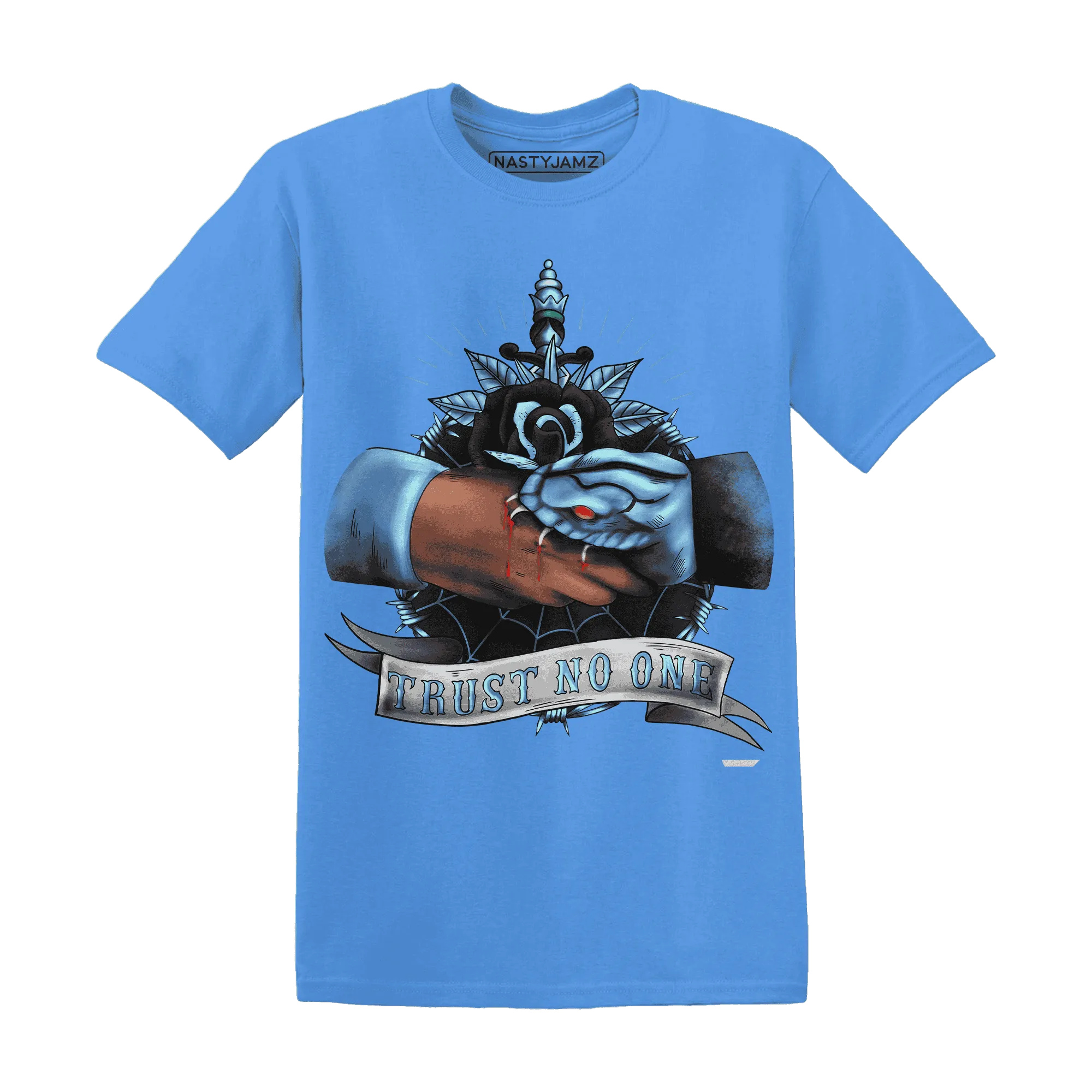 NastyJamz-AM-Plus-Black-Univercitii-Blue-T-Shirt-Match-Trust-No-One-Old-School