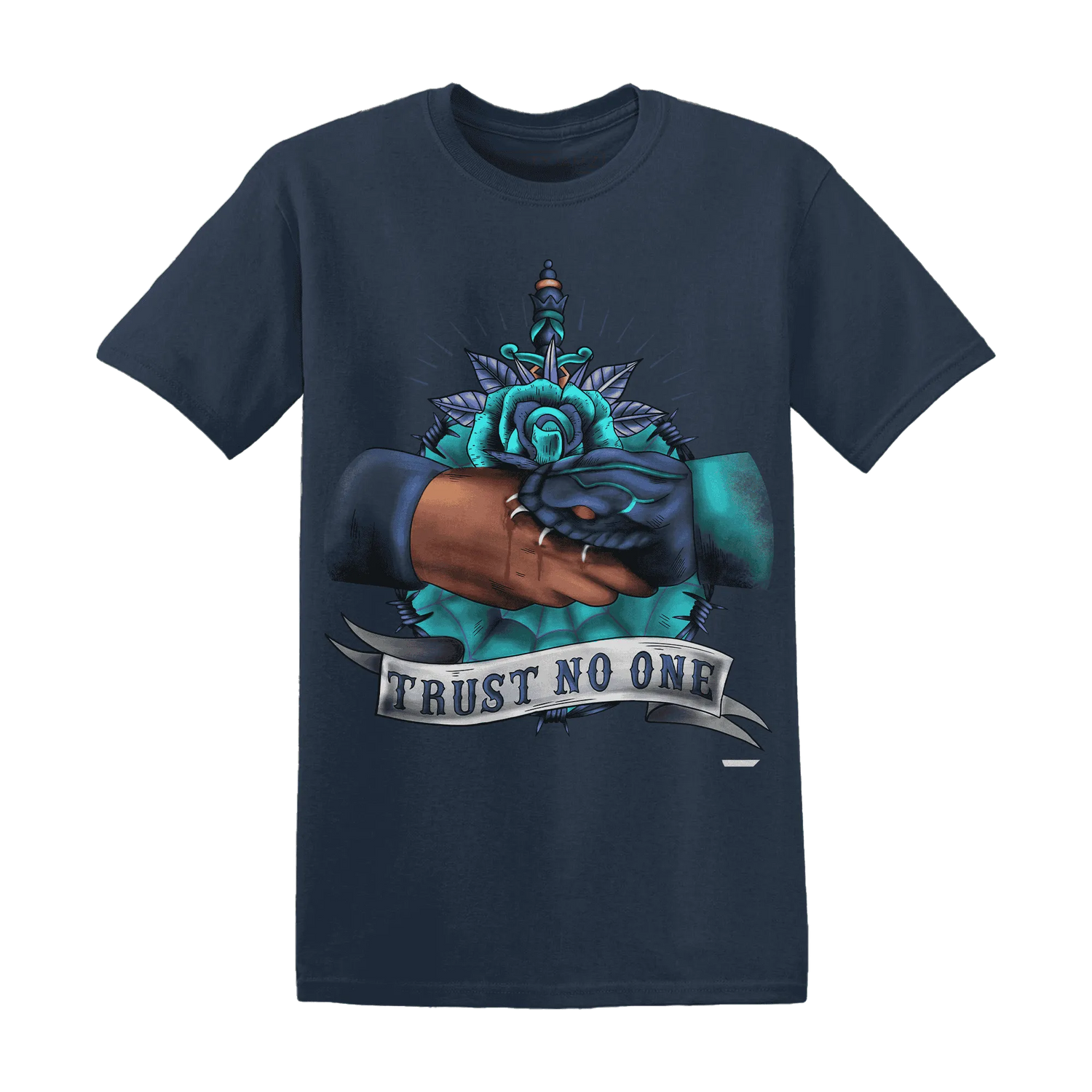 NastyJamz-AM-Plus-Drift-Midnight-Navy-Total-Orange-Dusty-Cactus-T-Shirt-Match-Trust-No-One-Old-School